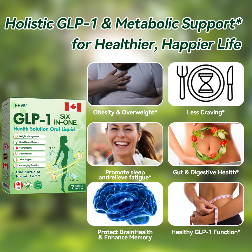 Negozio ufficiale | HHVB®🌟🌟 GLP-1 Soluzione salutare Sei in uno in forma liquida orale (Solo una dose al giorno, cambiamenti visibili in 7 giorni) ✅ Per obesità, salute cardiovascolare, diabete, apnea del sonno, problemi articolari e altro.