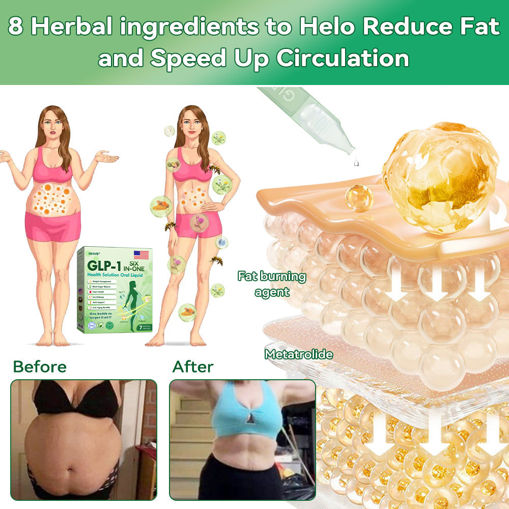 Negozio ufficiale | HHVB®🌟🌟 GLP-1 Soluzione salutare Sei in uno in forma liquida orale (Solo una dose al giorno, cambiamenti visibili in 7 giorni) ✅ Per obesità, salute cardiovascolare, diabete, apnea del sonno, problemi articolari e altro.